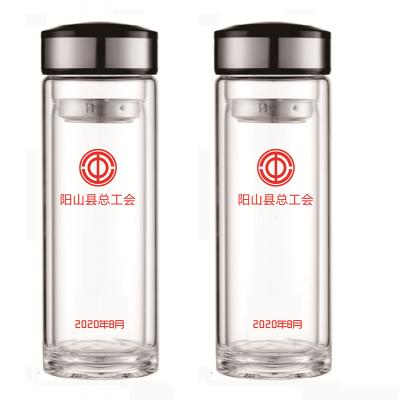 雙層厚底透明玻璃杯商務禮品高硼硅水杯廣告杯批發(fā)定制logo
